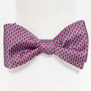 Daniel Cremieux Maroon Blue Pink 100% Silk Self Tie Bow Tie